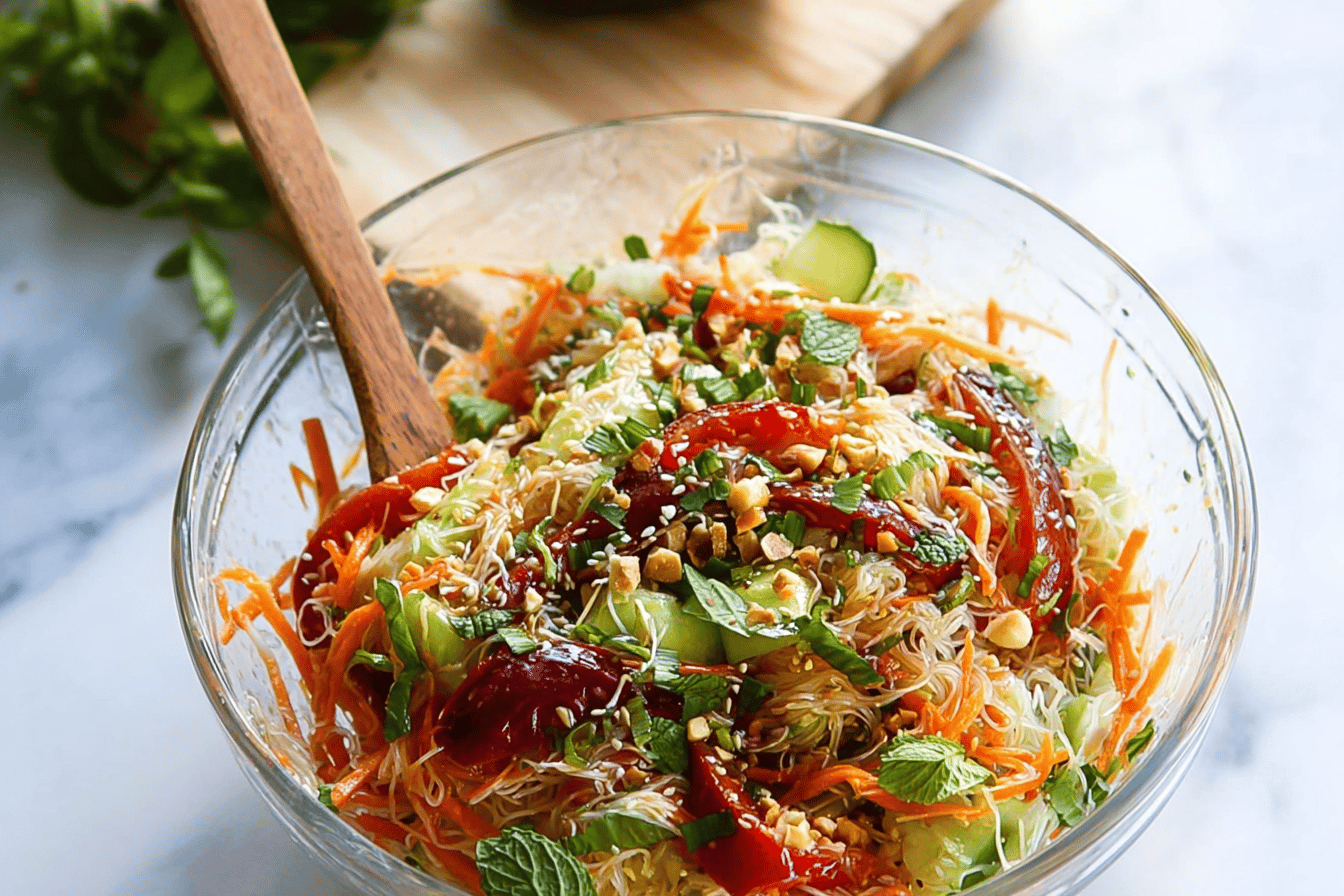 Spring Roll Salad with Spicy Ginger Dressing