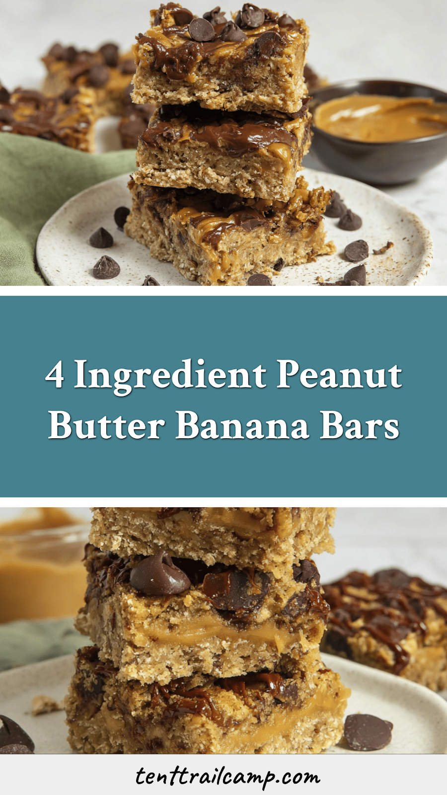 4 Ingredient Peanut Butter Banana Bars