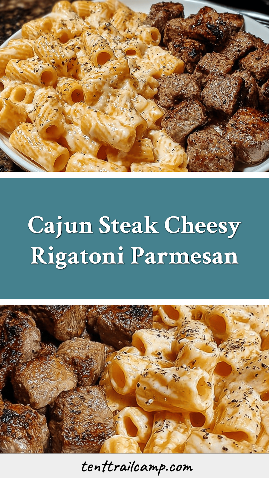 Cajun Steak Cheesy Rigatoni Parmesan