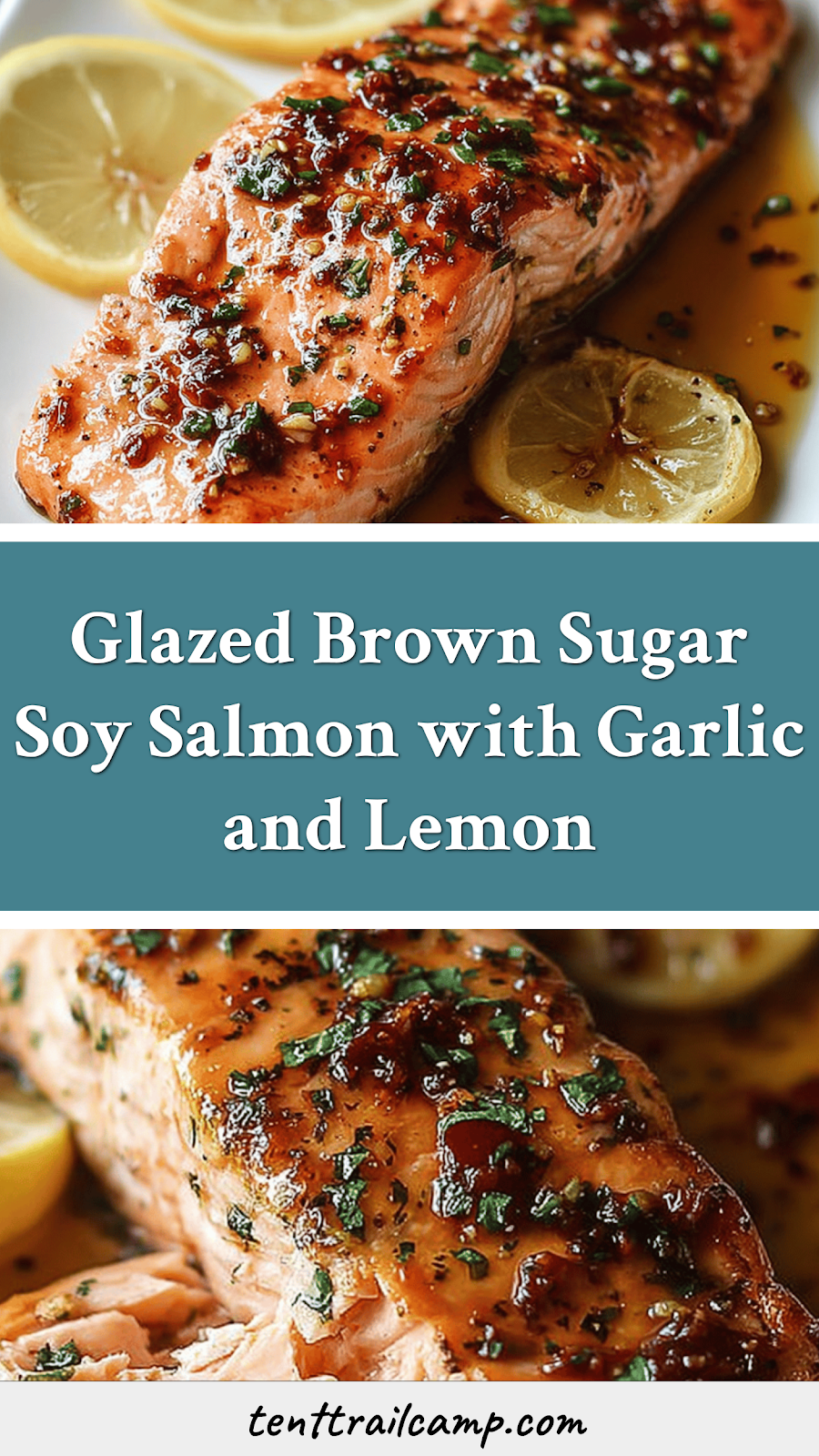 Glazed Brown Sugar Soy Salmon with Garlic and Lemon