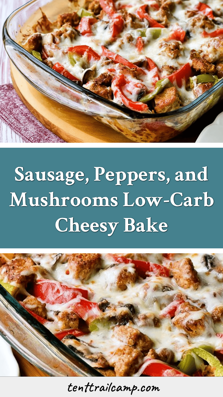 Sausage, Peppers, and Mushrooms Low-Carb Cheesy Bake