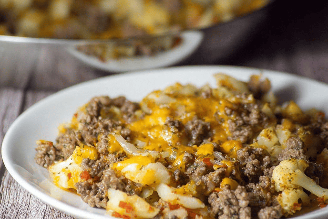 Cauliflower and Ground Beef Hash - Low Carb Recipe