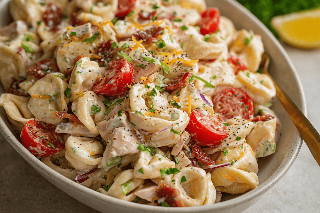 Cheddar Bacon Ranch Tortellini Salad