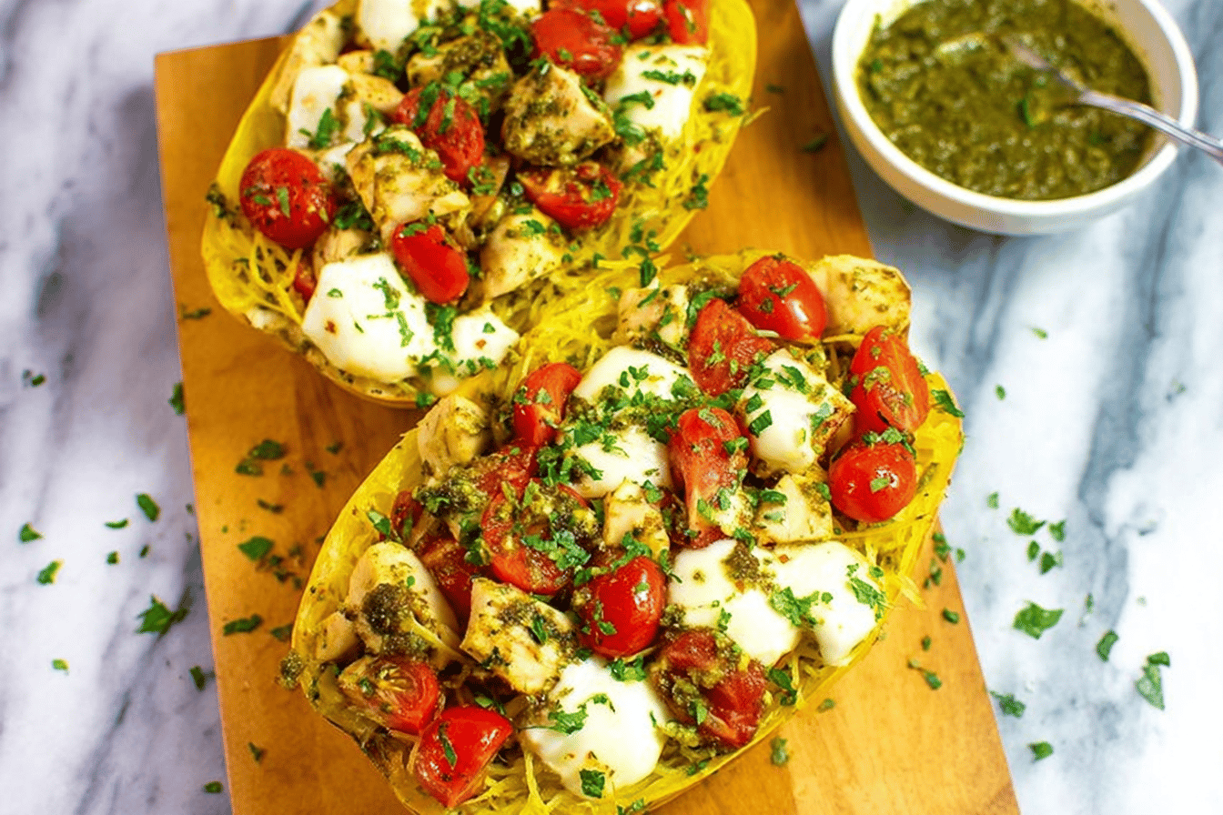 Chicken Pesto Spaghetti Squash