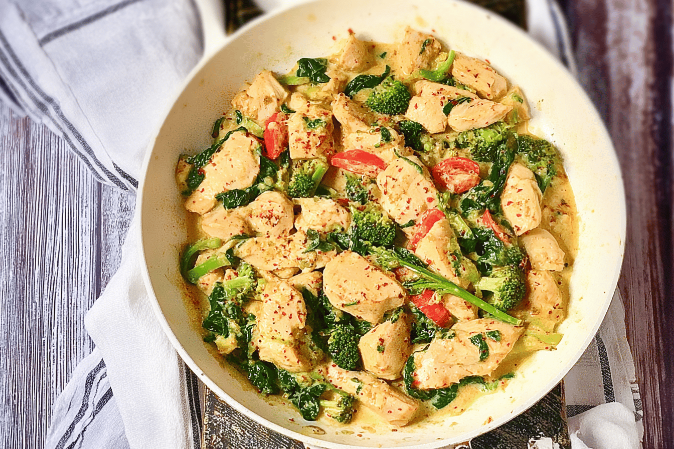 Garlic Chicken with Broccoli and Spinach