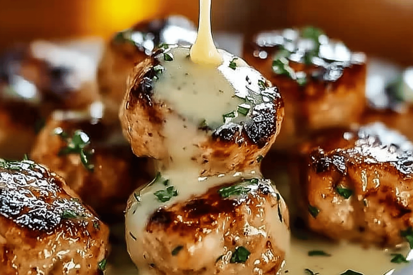 Grilled Chicken Bites with Creamy Garlic Sauce