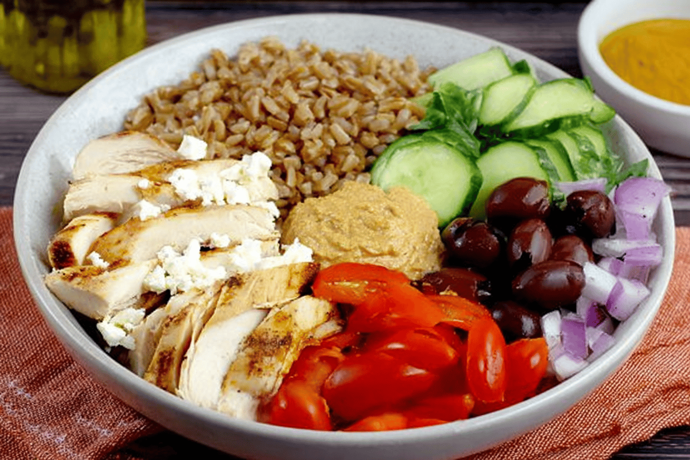 Mediterranean Chicken Farro Bowls