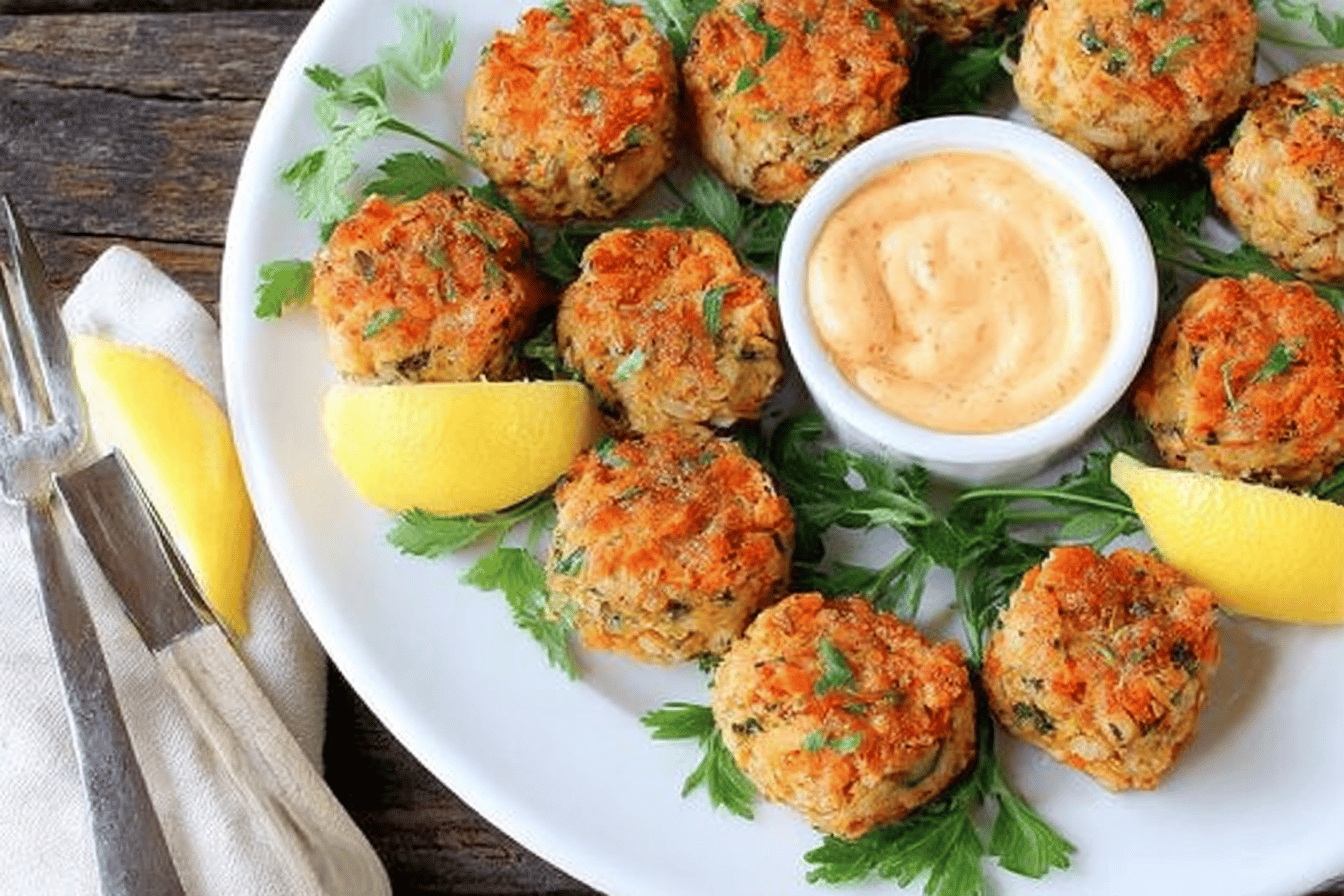 Mini Salmon Cakes with Sriracha Lemon Aioli