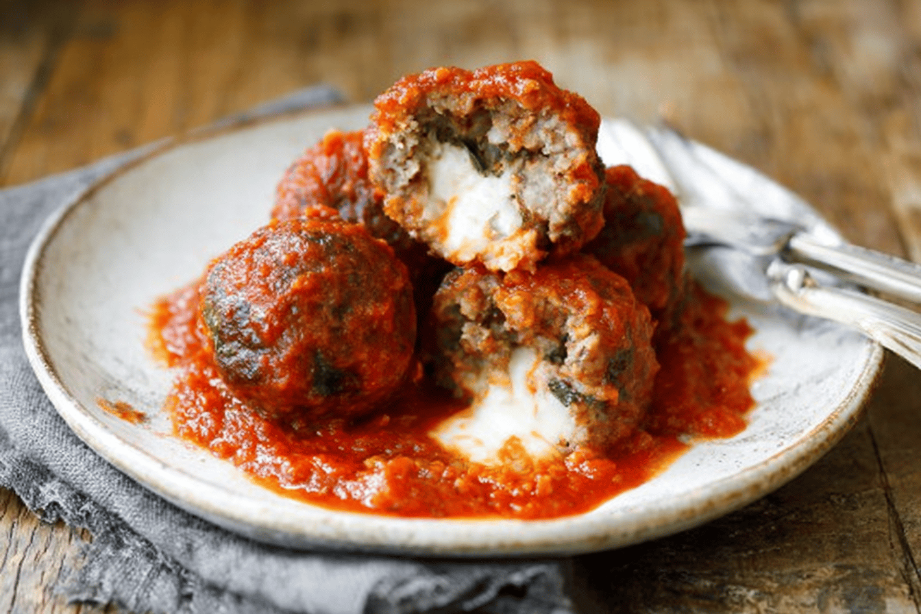 Mozzarella Stuffed Meatballs