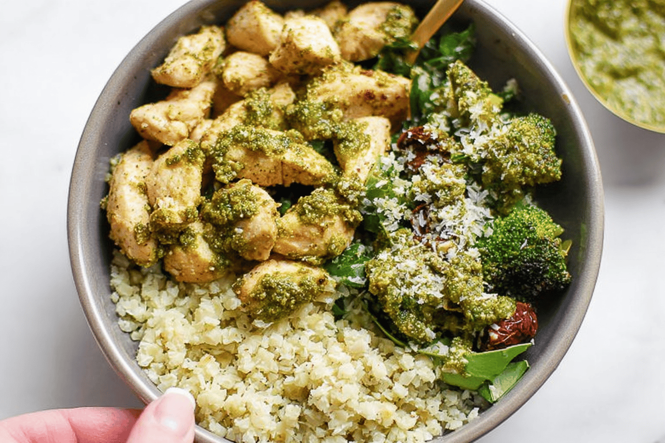 Pesto Chicken Cauliflower Rice Recipe