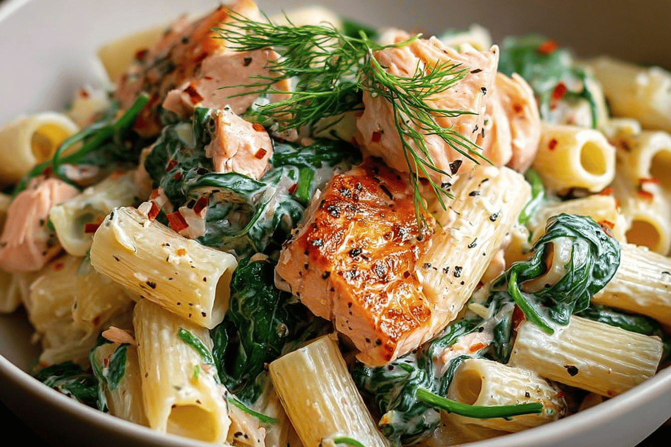 Quick Salmon & Spinach Pasta