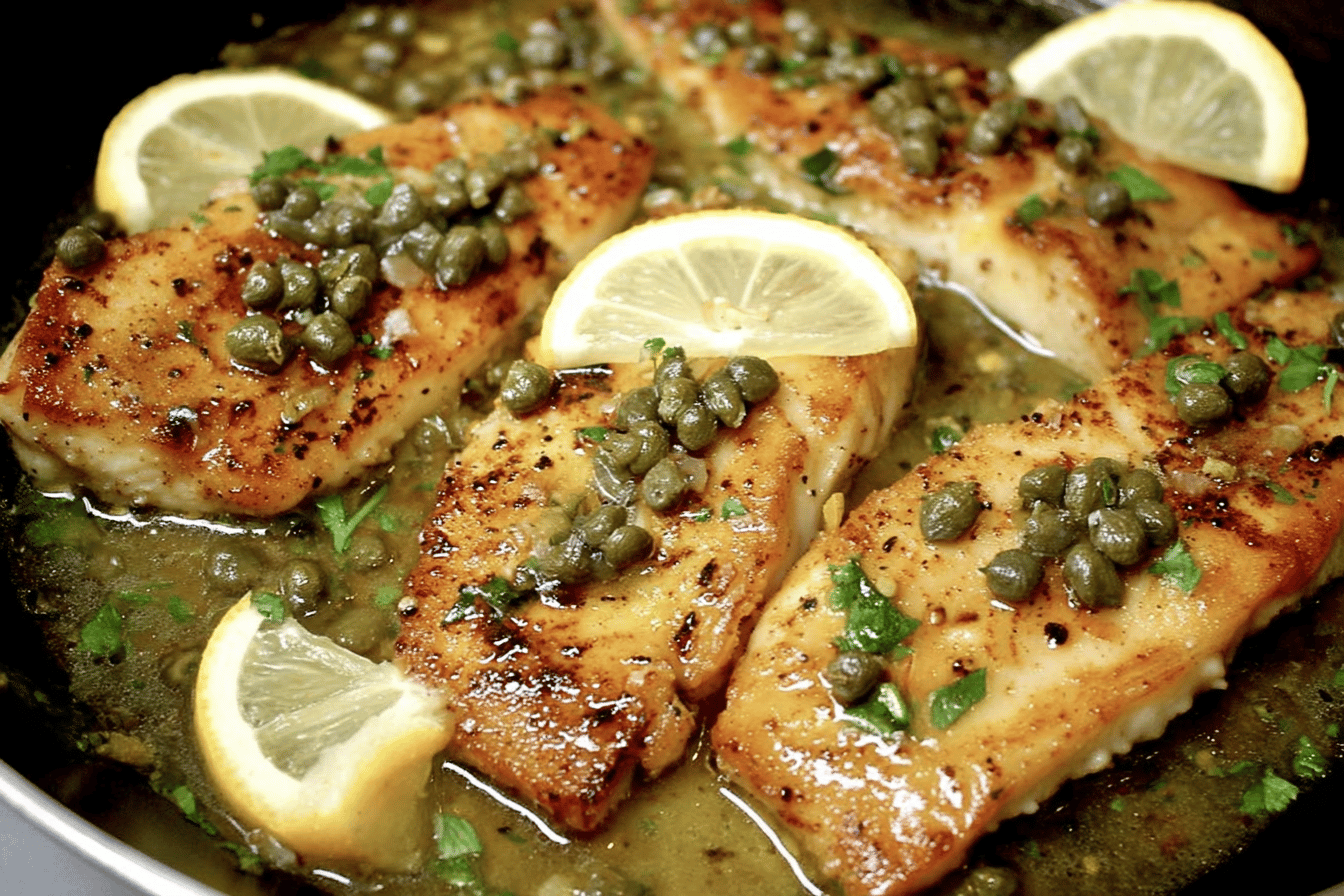 Red Snapper with Lemon Caper Butter Sauce