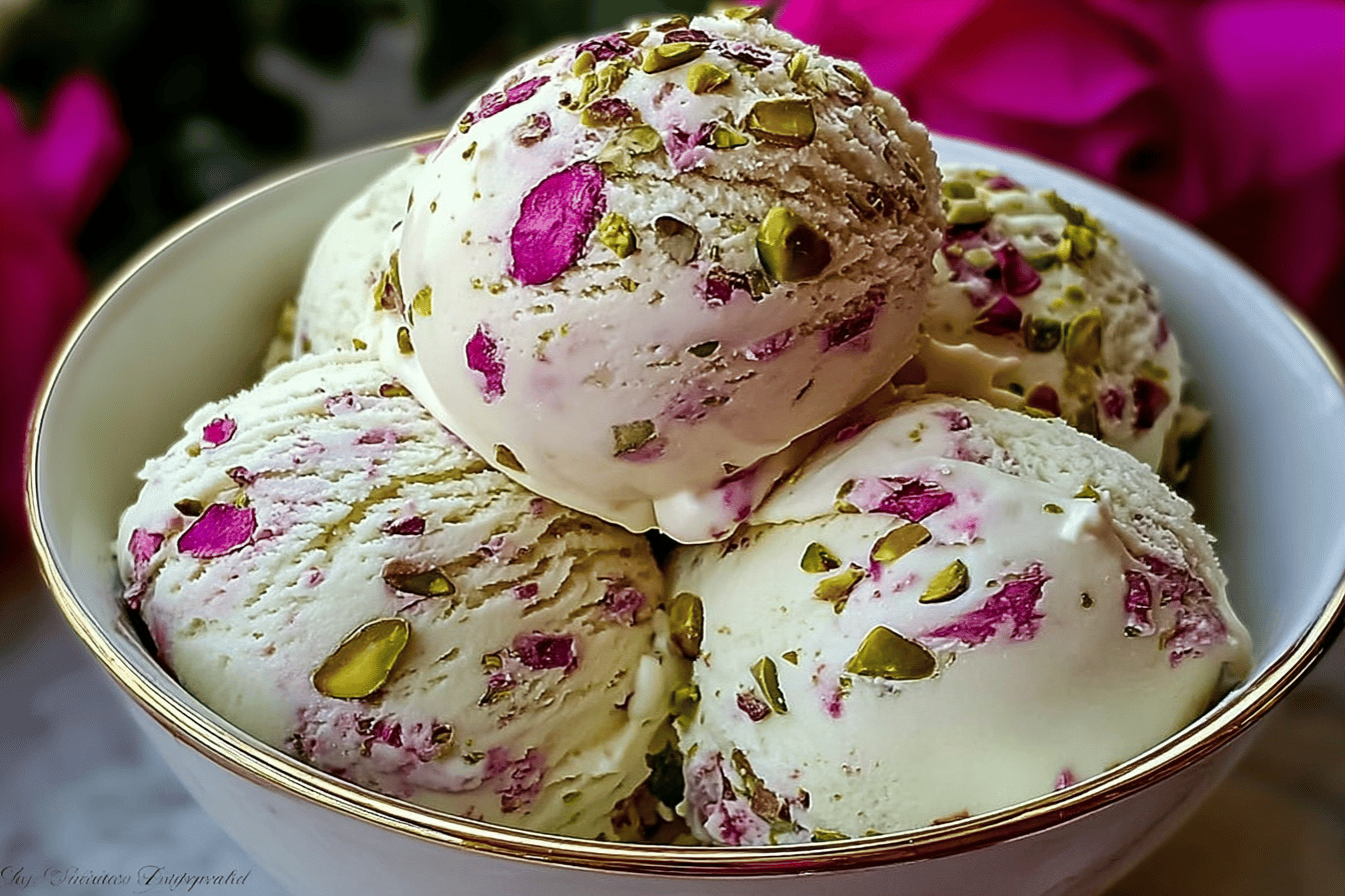 Rose Pistachio Cheesecake Ice Cream