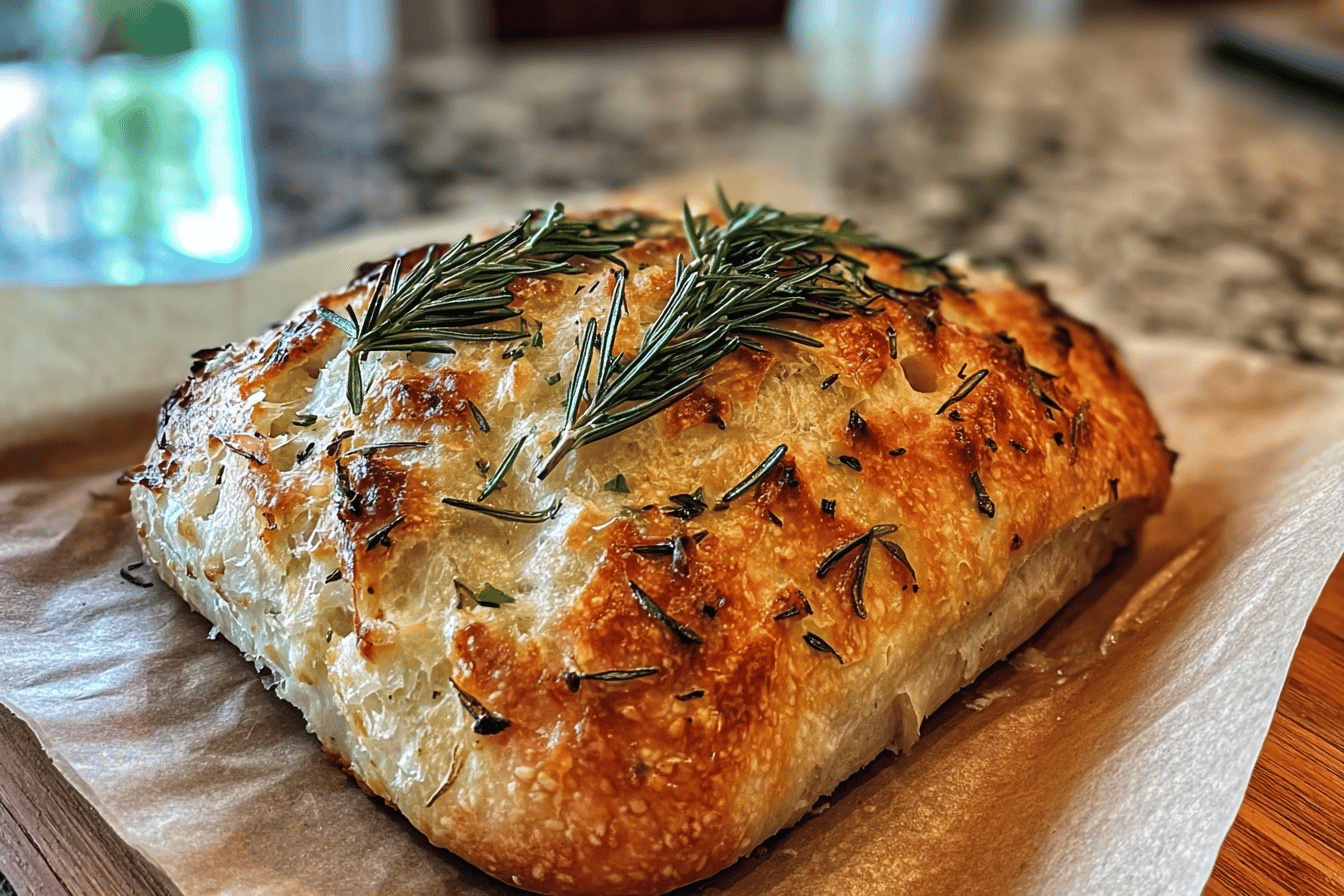 Rustic No-Knead Rosemary Garlic Bread