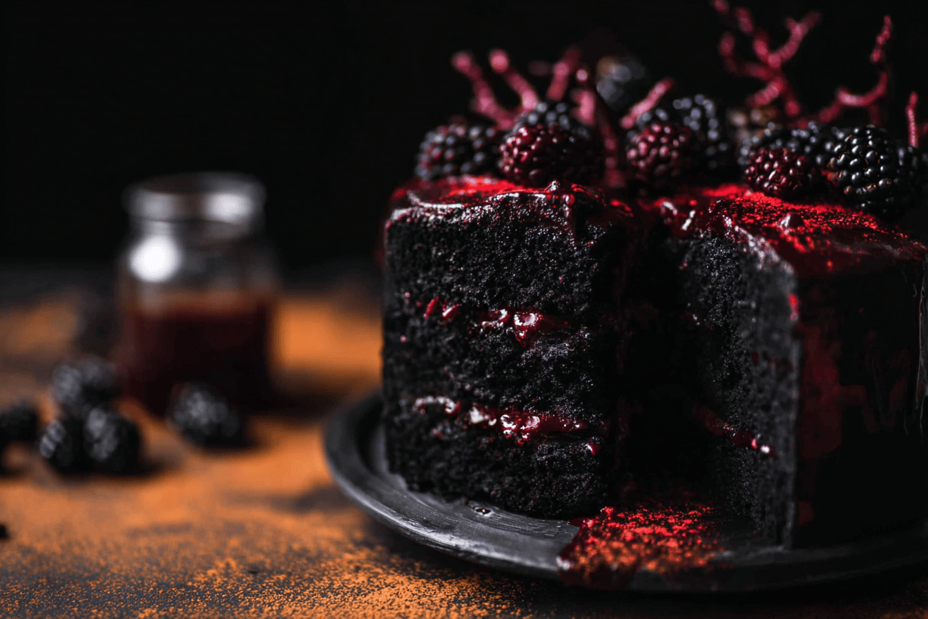 Spooky Black Velvet Halloween Cake