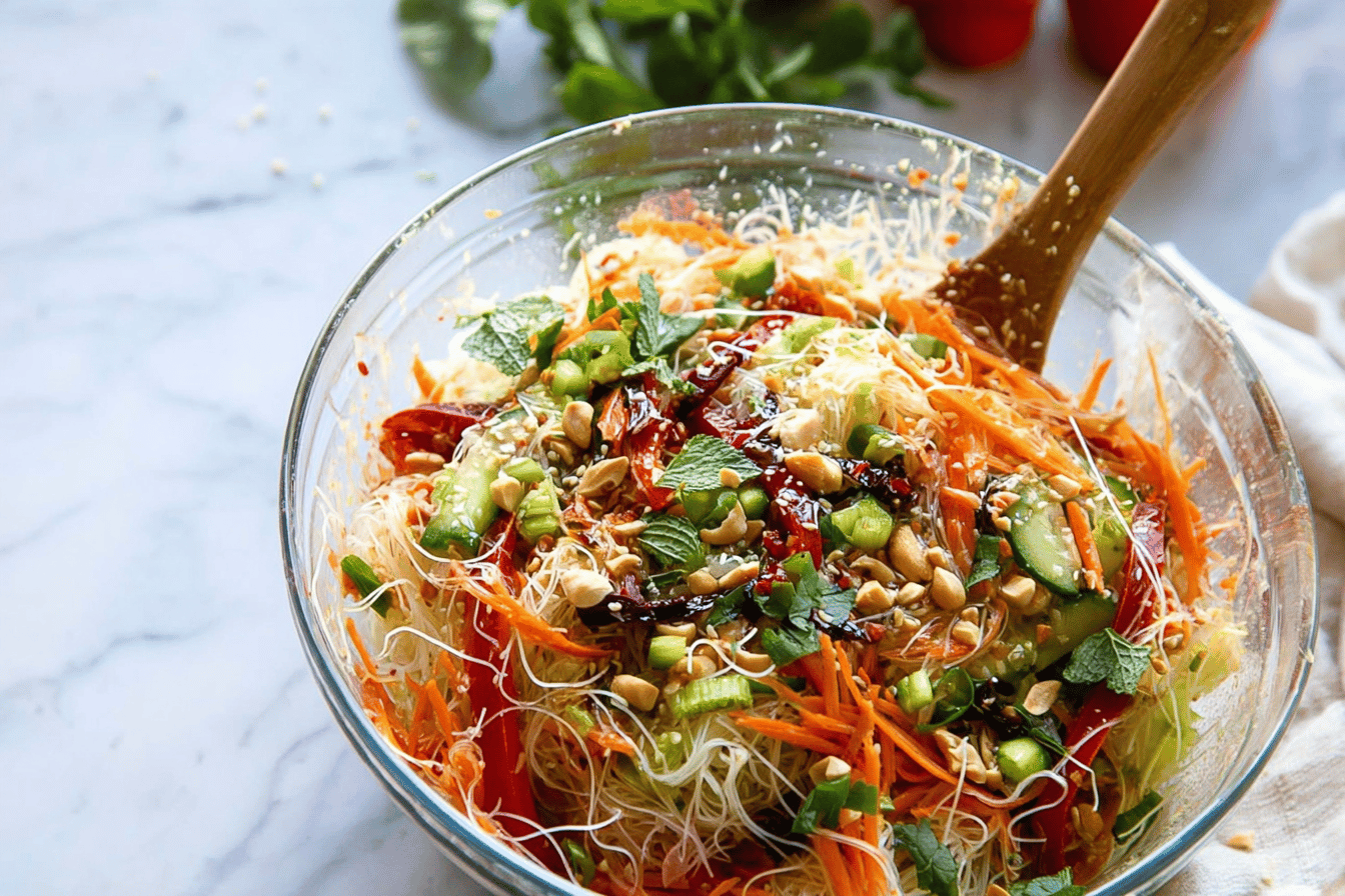 Spring Roll Salad with Spicy Ginger Dressing