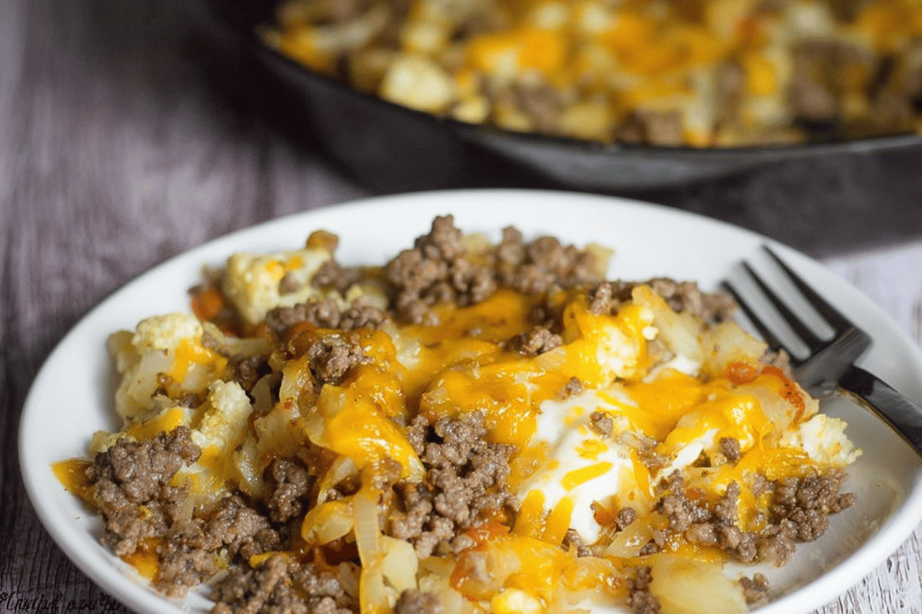 Cauliflower and Ground Beef Hash - Low Carb Recipe
