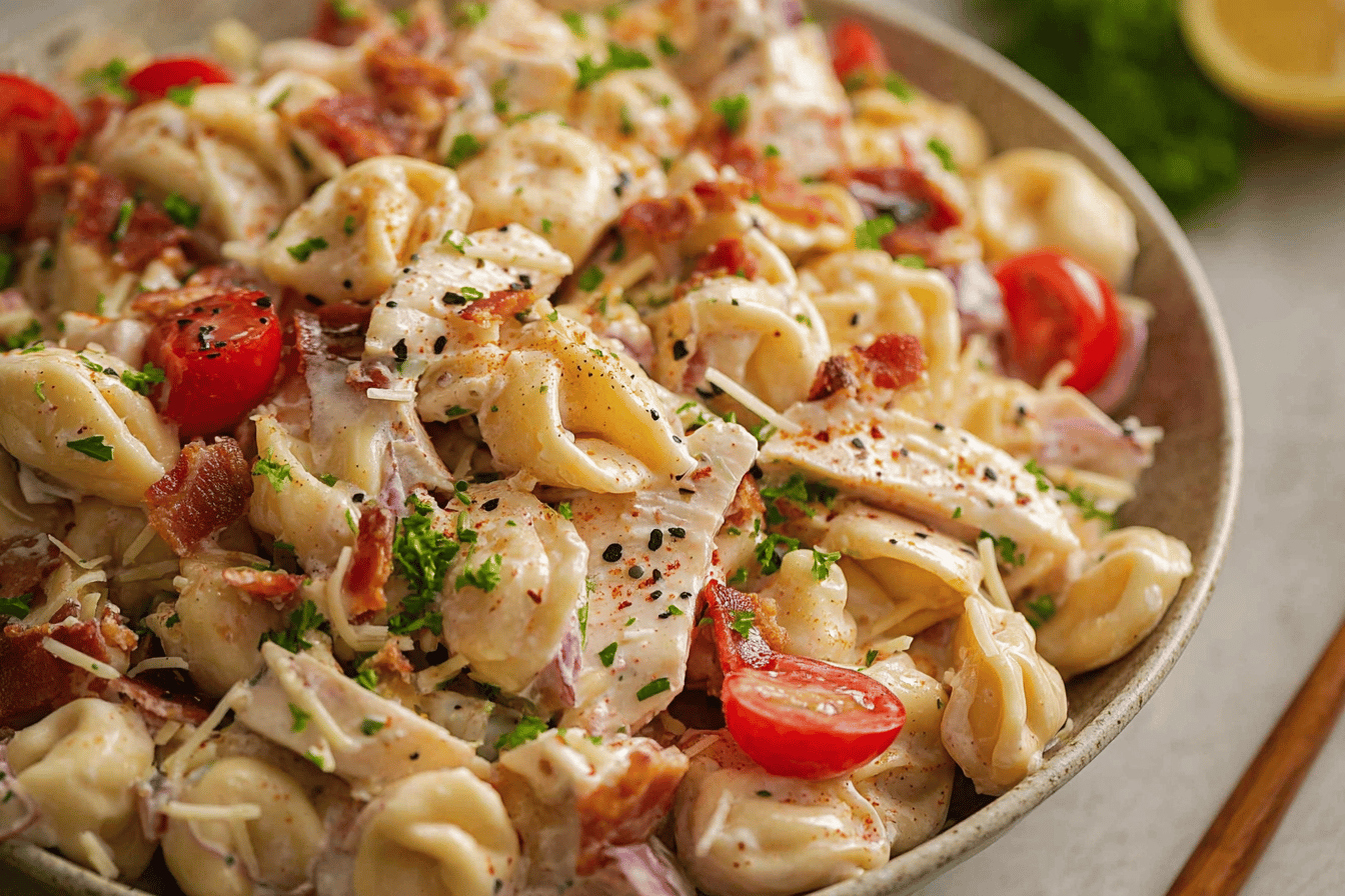 Cheddar Bacon Ranch Tortellini Salad
