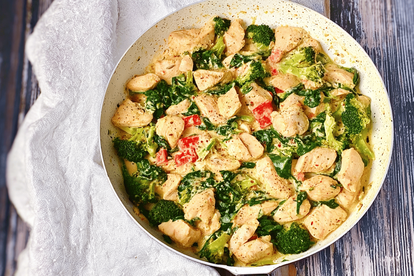 Garlic Chicken with Broccoli and Spinach