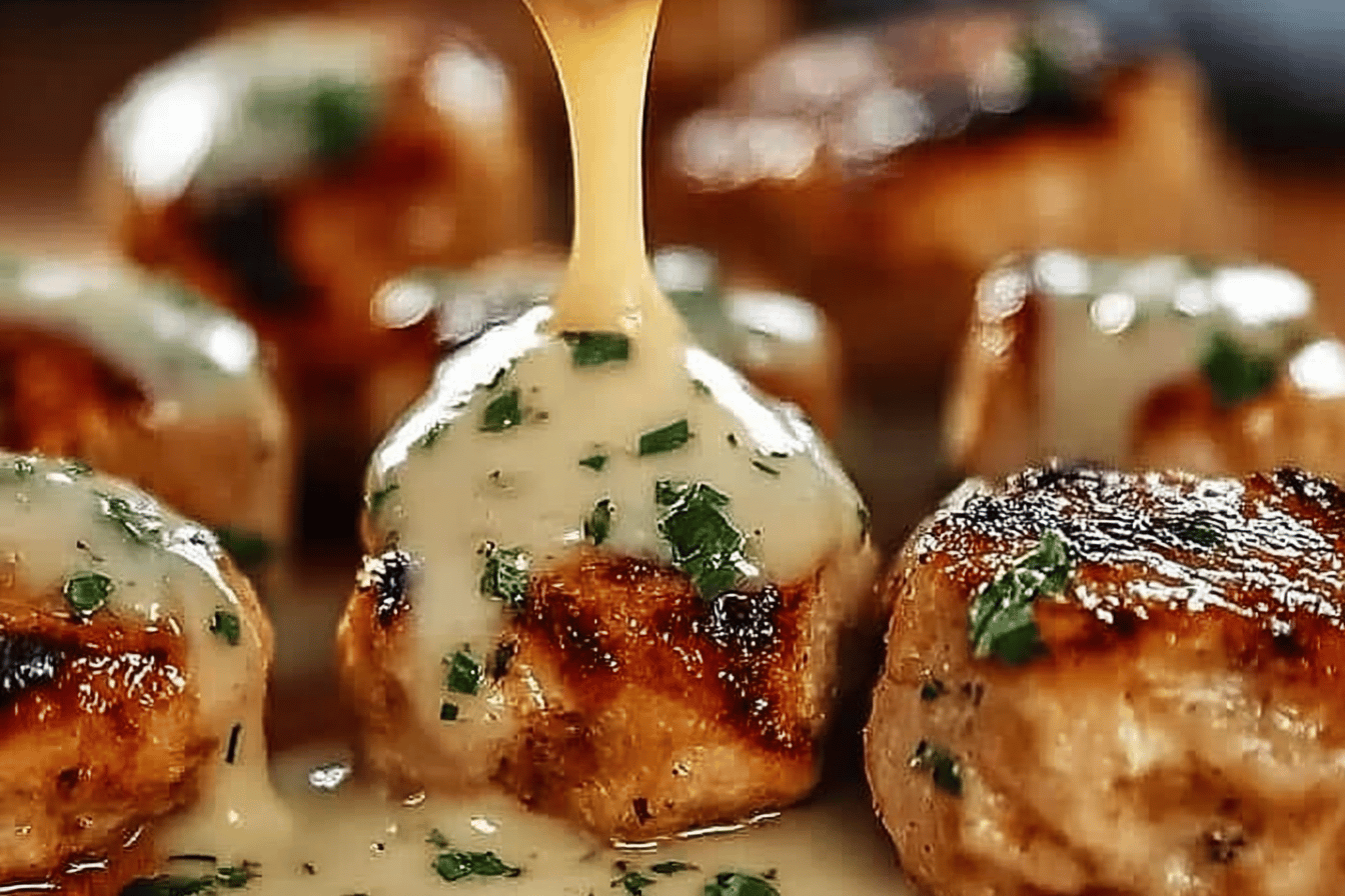 Grilled Chicken Bites with Creamy Garlic Sauce