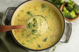 High Protein Broccoli Cheddar Soup