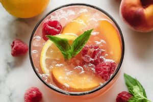 Homemade Raspberry Peach Lemonade
