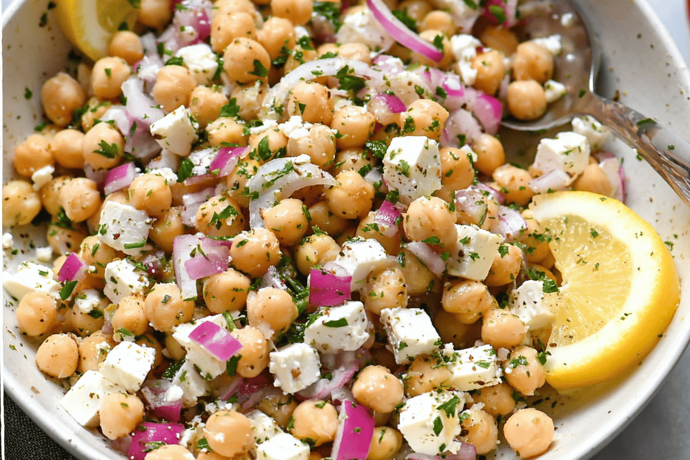 Lemony Chickpea Feta Salad