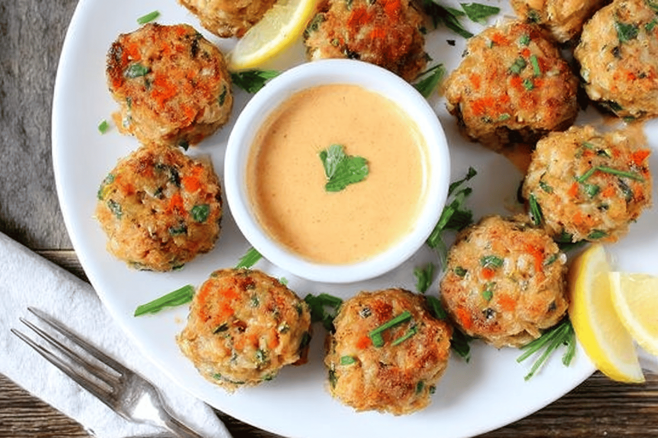 Mini Salmon Cakes with Sriracha Lemon Aioli