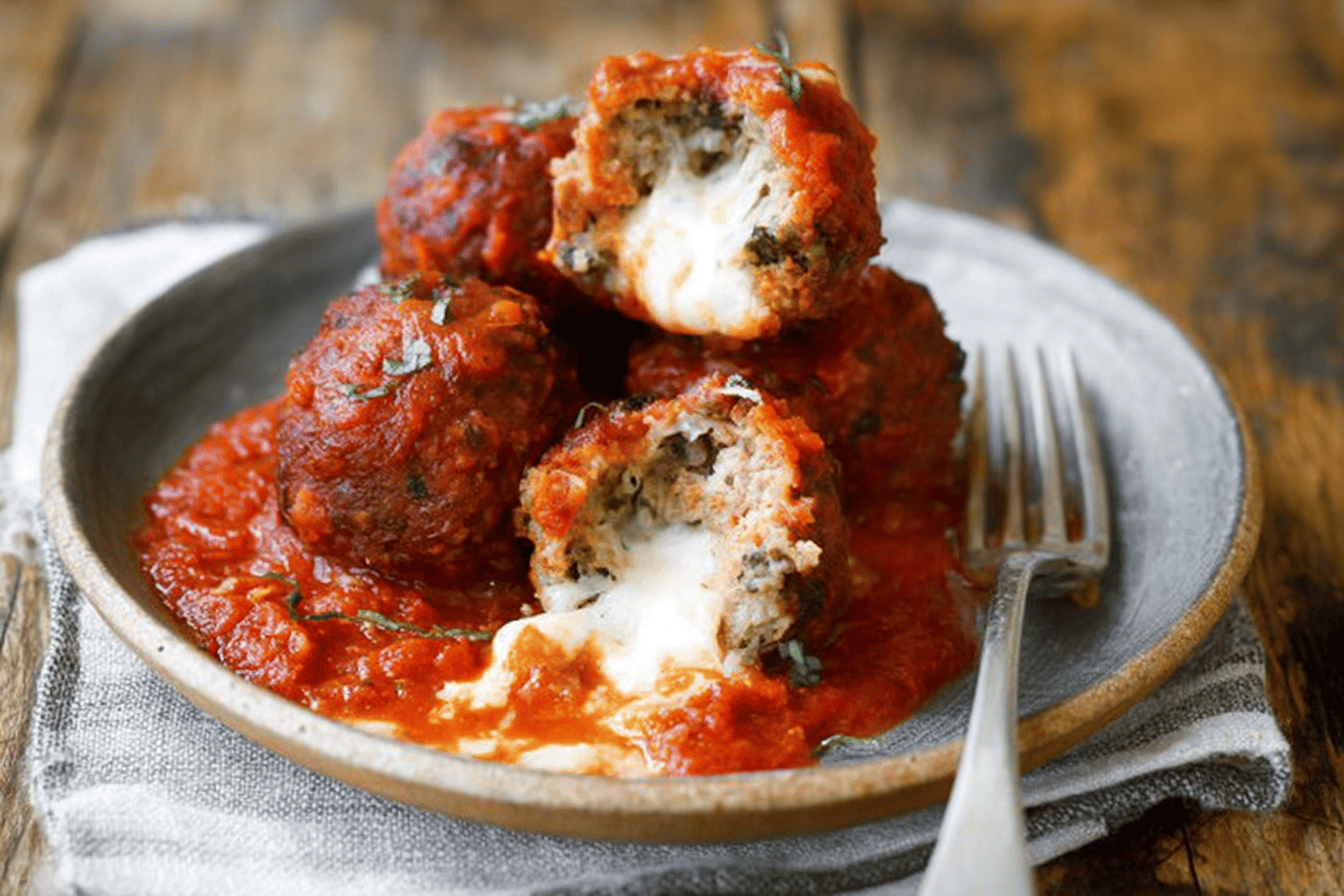 Mozzarella Stuffed Meatballs