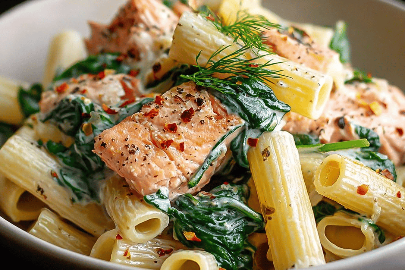 Quick Salmon & Spinach Pasta