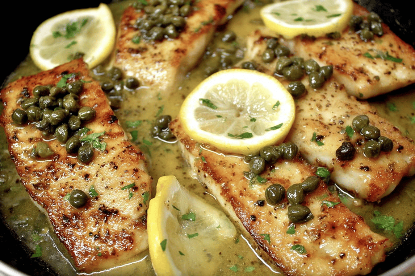 Red Snapper with Lemon Caper Butter Sauce