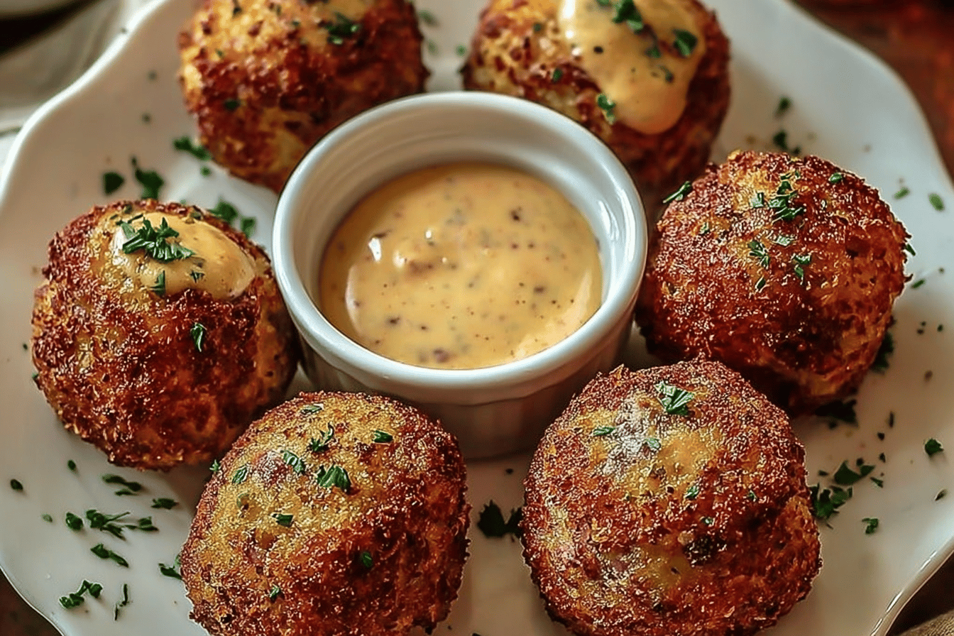 Reuben Balls with Spicy Thousand Island Dipping Sauce