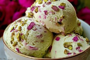 Rose Pistachio Cheesecake Ice Cream