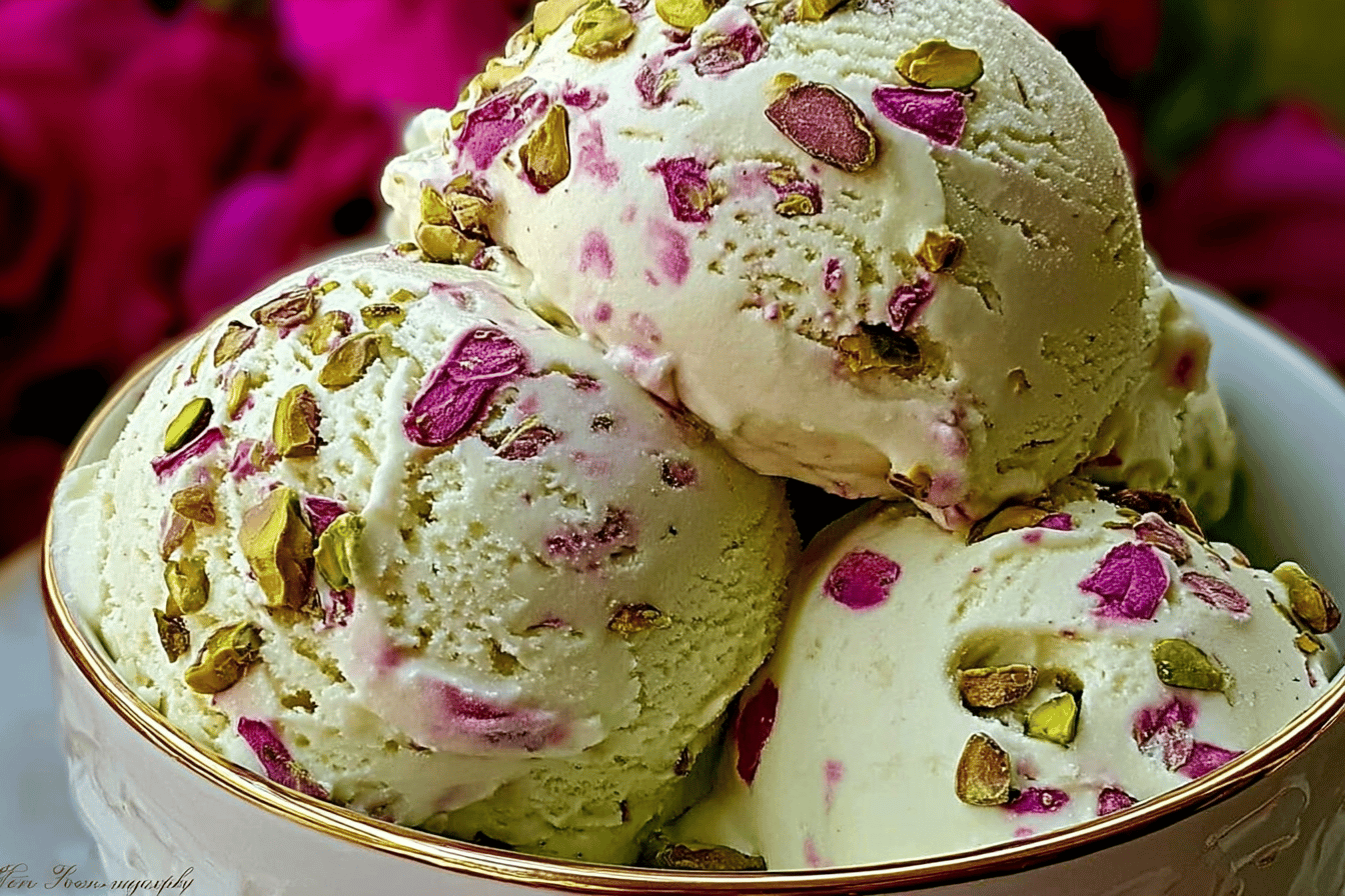 Rose Pistachio Cheesecake Ice Cream