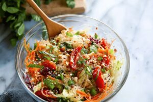 Spring Roll Salad with Spicy Ginger Dressing