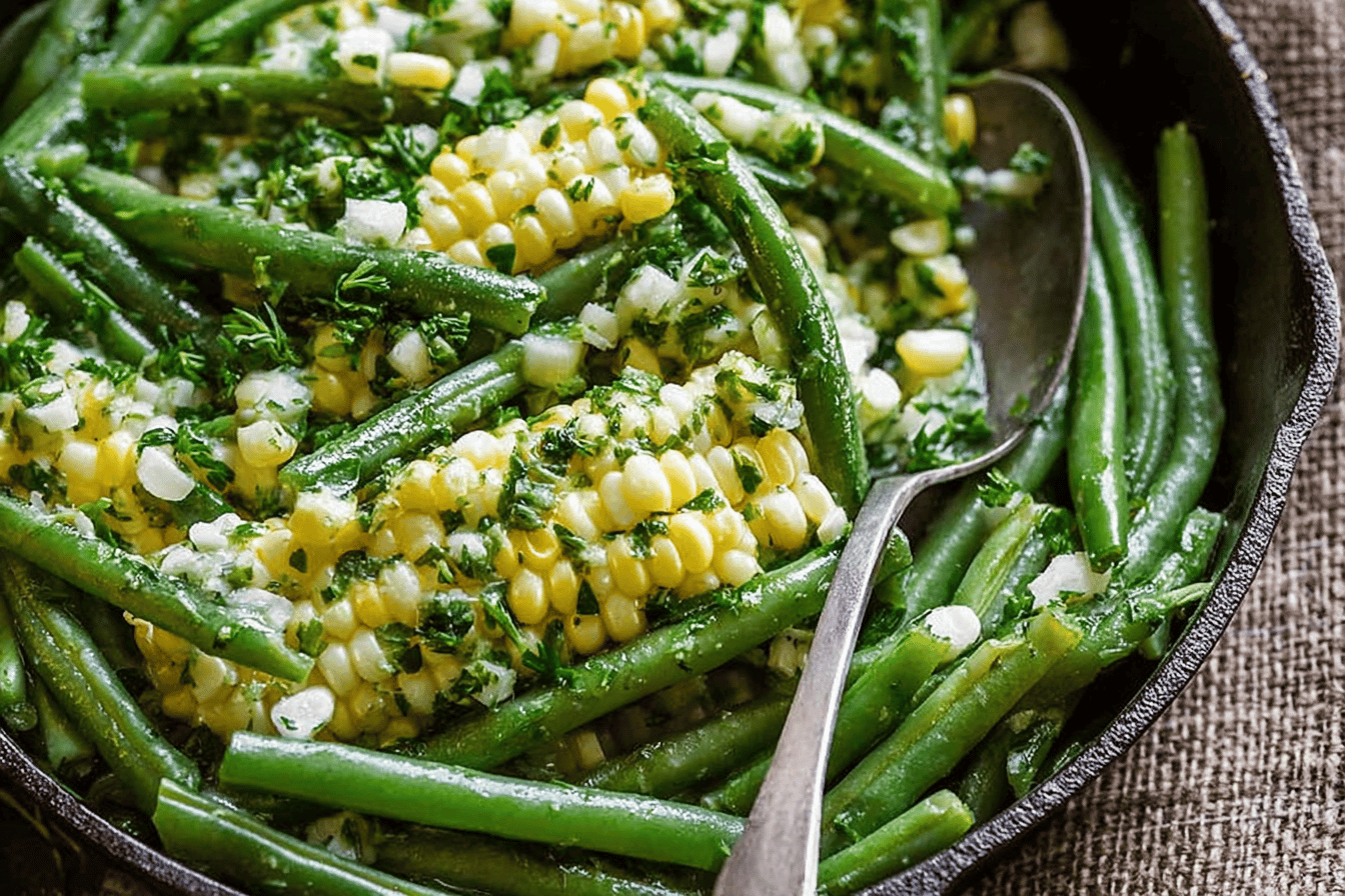 Summer Corn + Green Beans with Herb Butter