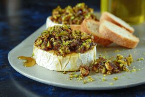 Sweet Baked Brie with Pistachios and Honey