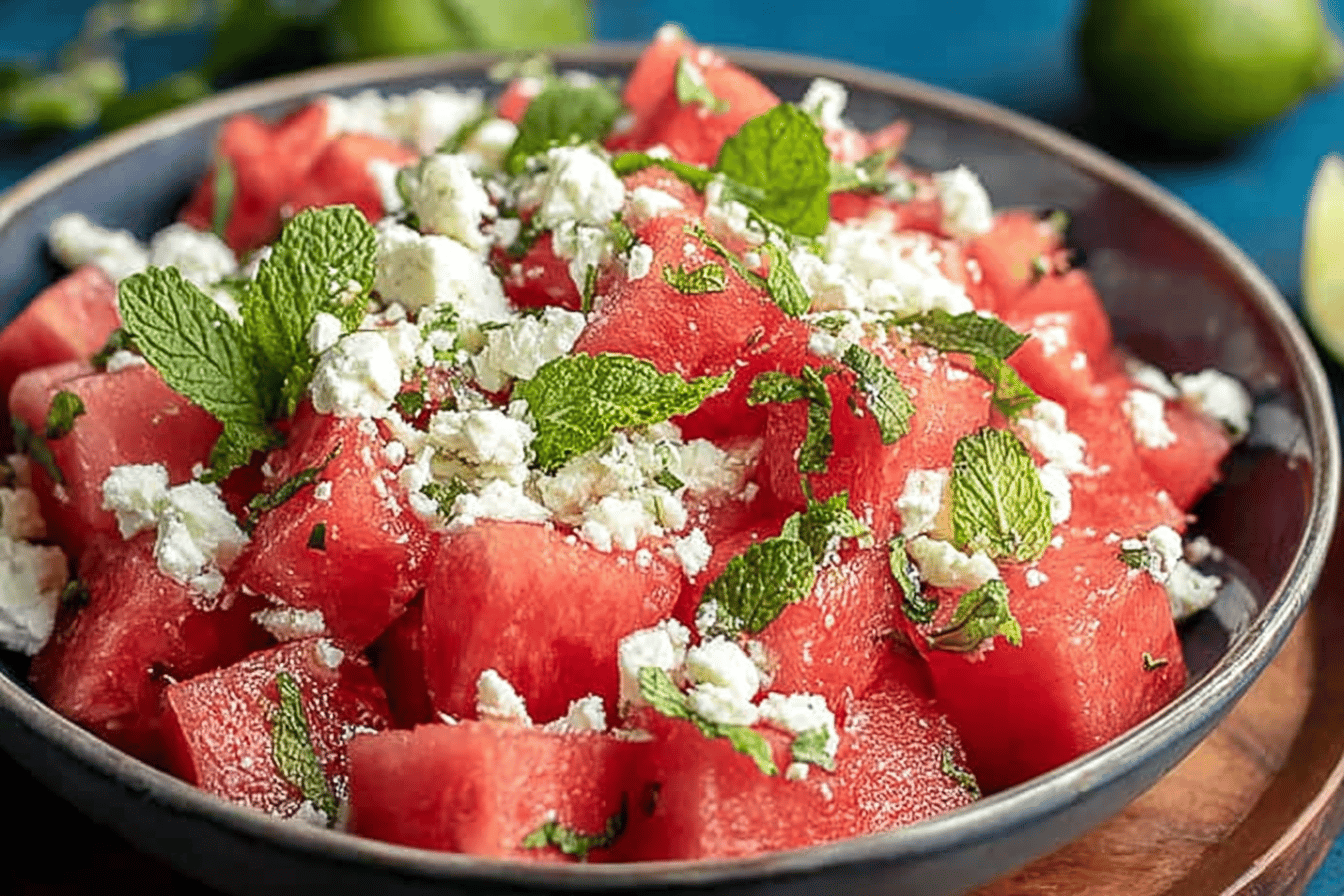 Watermelon Feta Mint Salad Recipe