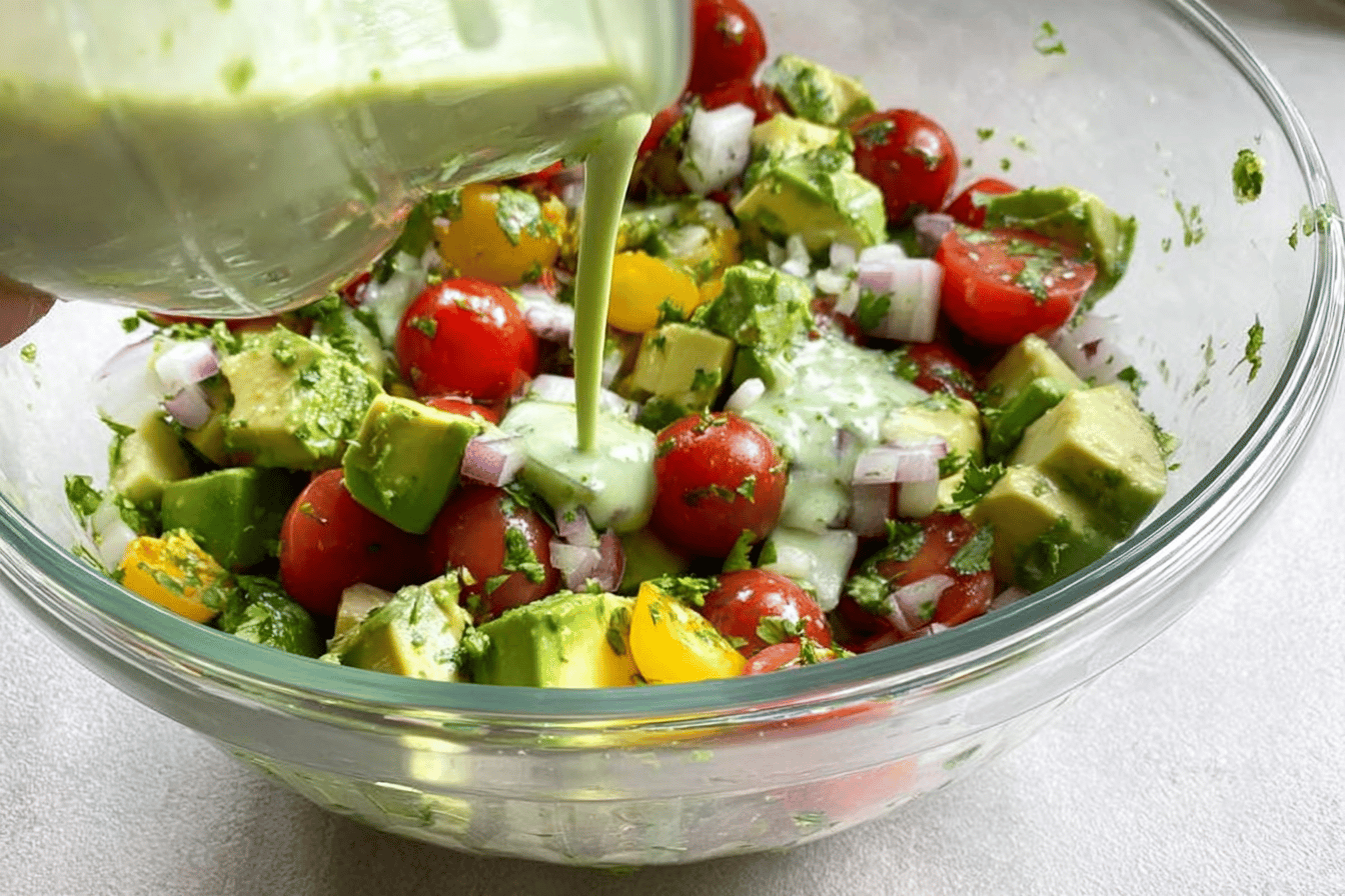 Avocado Salad with Lime Cilantro Dressing