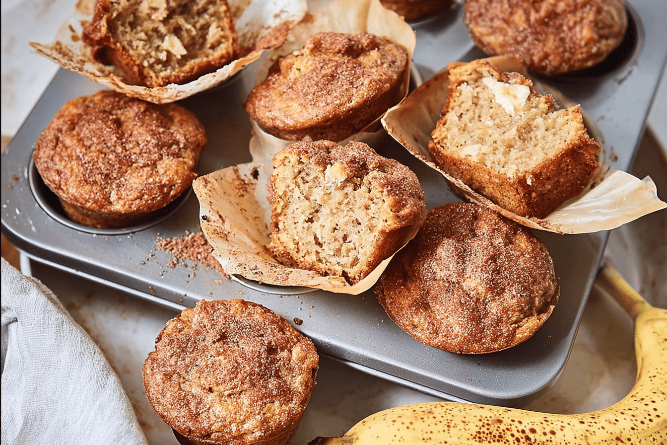 Cinnamon Banana Protein Muffins with Sourdough