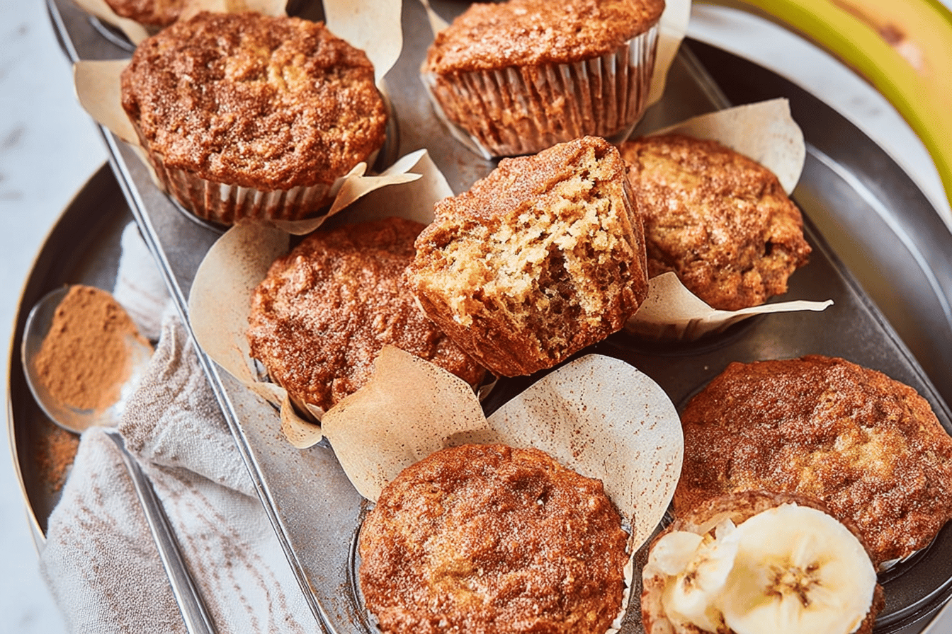 Cinnamon Banana Protein Muffins with Sourdough Discard
