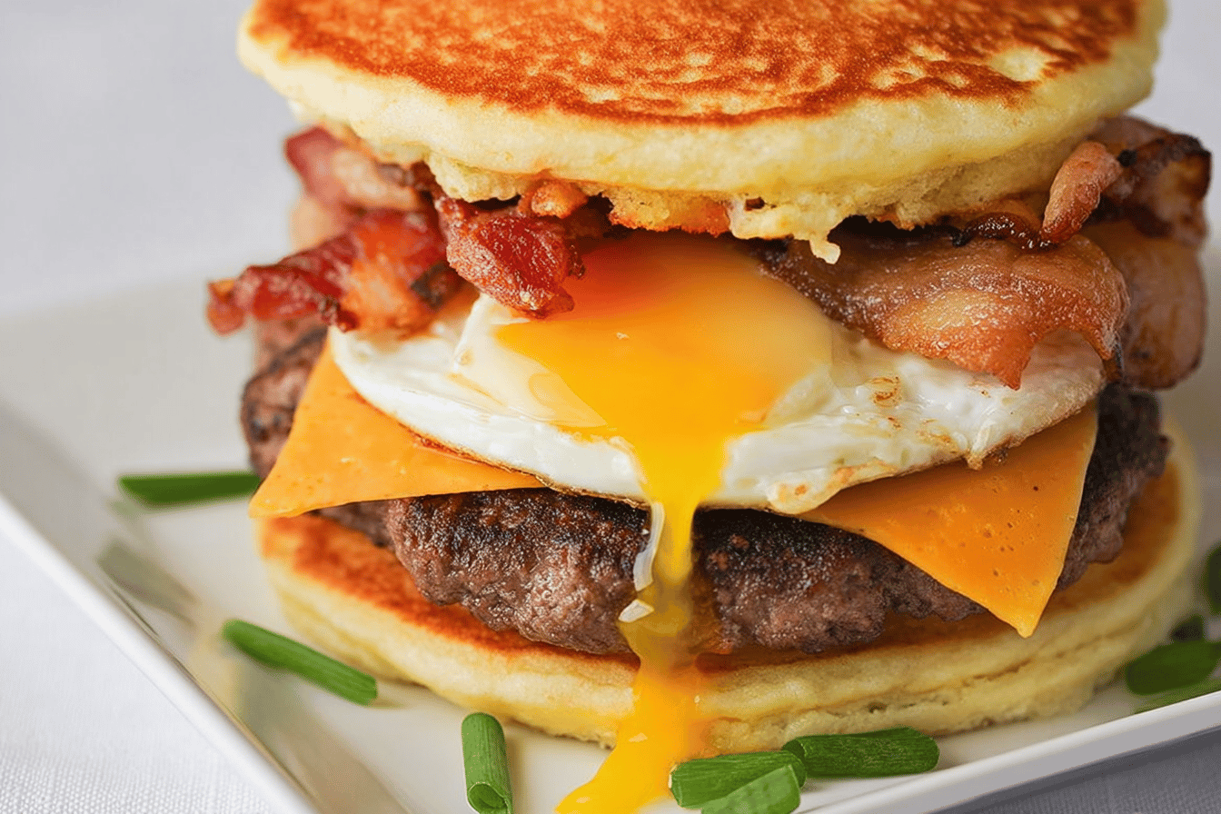 Keto Pancake Breakfast Smashburgers