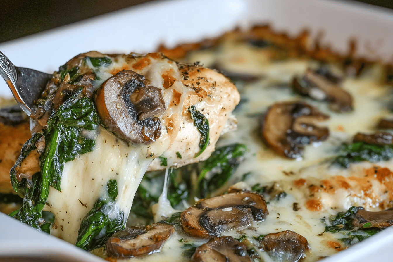 Chicken, Spinach, and Mushroom Low-Carb Oven Dish Recipe