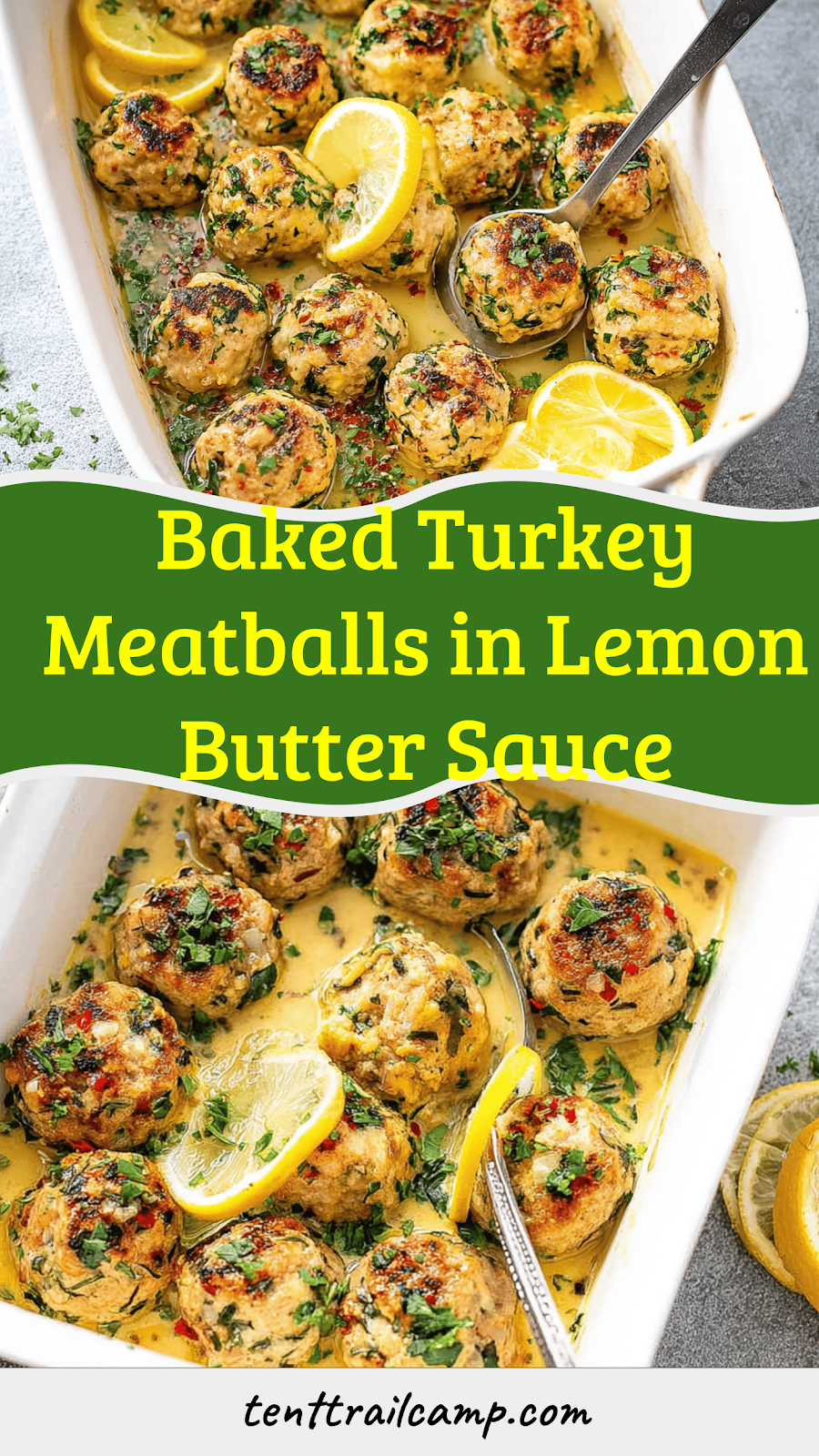 Baked Turkey Meatballs in Lemon Butter Sauce