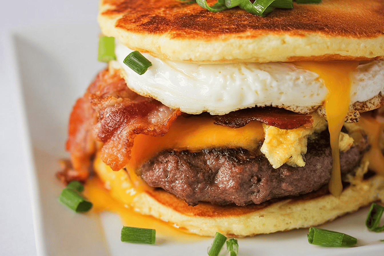 Keto Pancake Breakfast Smashburgers