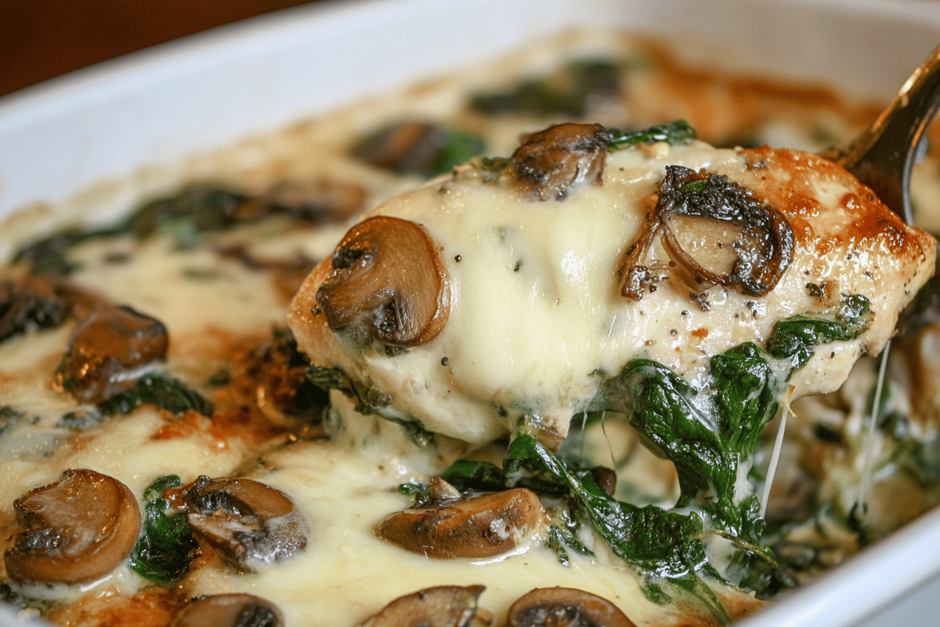 Chicken, Spinach, and Mushroom Low-Carb Oven Dish Recipe