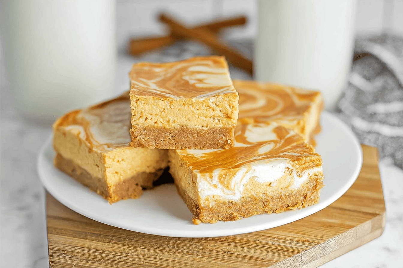 Pumpkin Swirl Cheesecake Bars