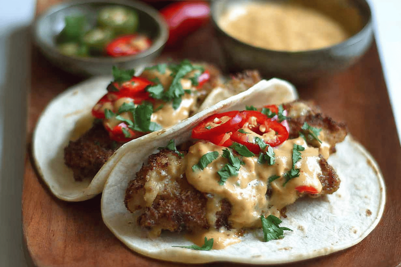 Fried Chicken Tacos with Andouille Sausage Gravy Recipe