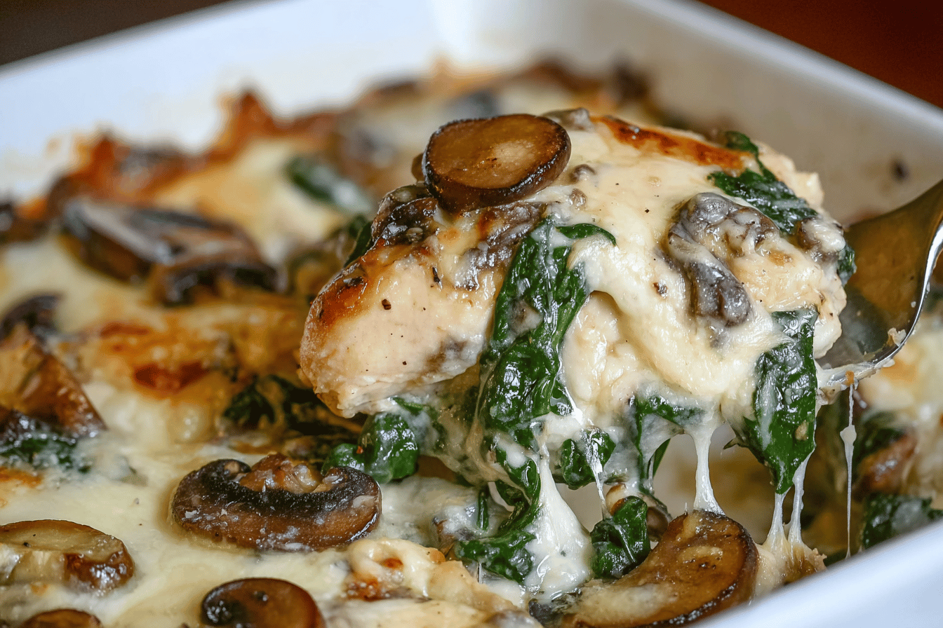 Low-Carb Chicken Spinach and Mushroom Bake Recipe