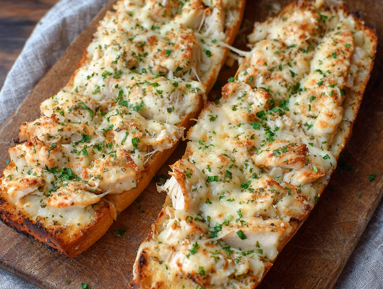 Chicken Alfredo Garlic Bread Recipe